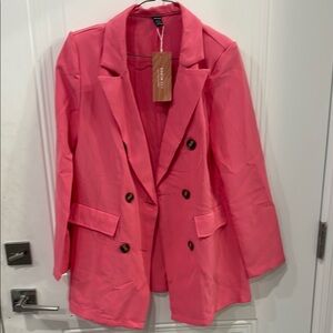 SHEIN Pink Double-Breasted Blazer and suit pants - FULL SUIT